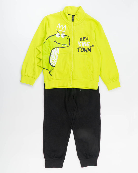 Tuta 2 pz. bicolor in cotone con dinosauri I DO