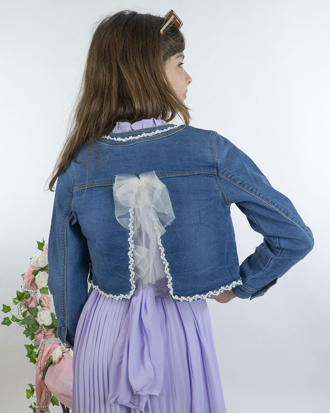 Giubbino jeans con inserti in pizzo ABEL & LULA