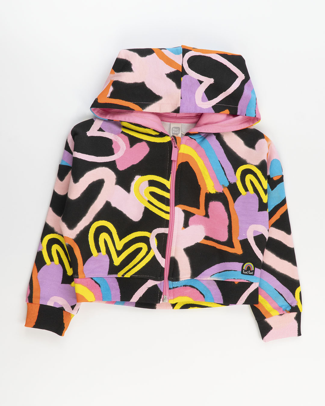 Felpa in cotone con cuori multicolor TUC TUC