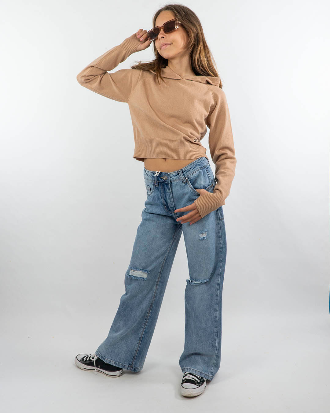 Jeans gamba larga con strappi I DO