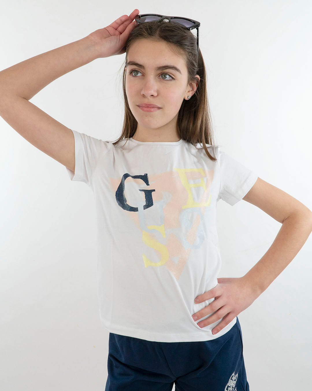 T-shirt con stampa glitterata GUESS