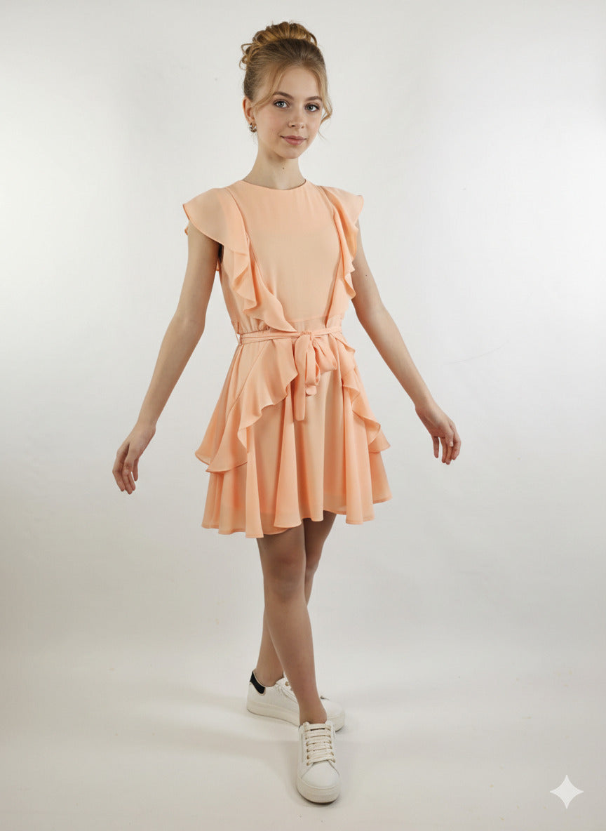 Abito corto con voillant art.WERNA-10012 KOCCA