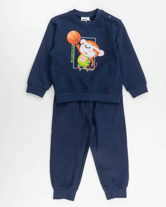 Tuta 2 pz. in cotone con animaletto cestista I DO