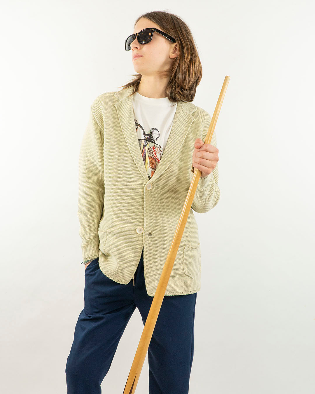 Giacca in maglia con tasche a toppa