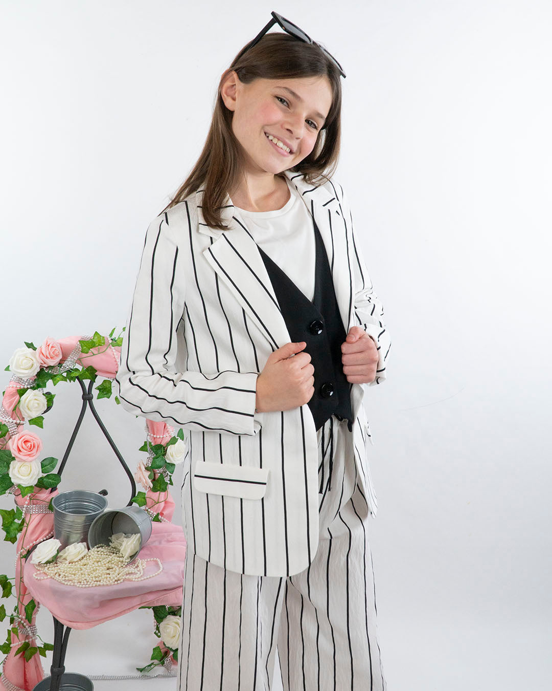 Giacca gessata ad un bottone ELSY