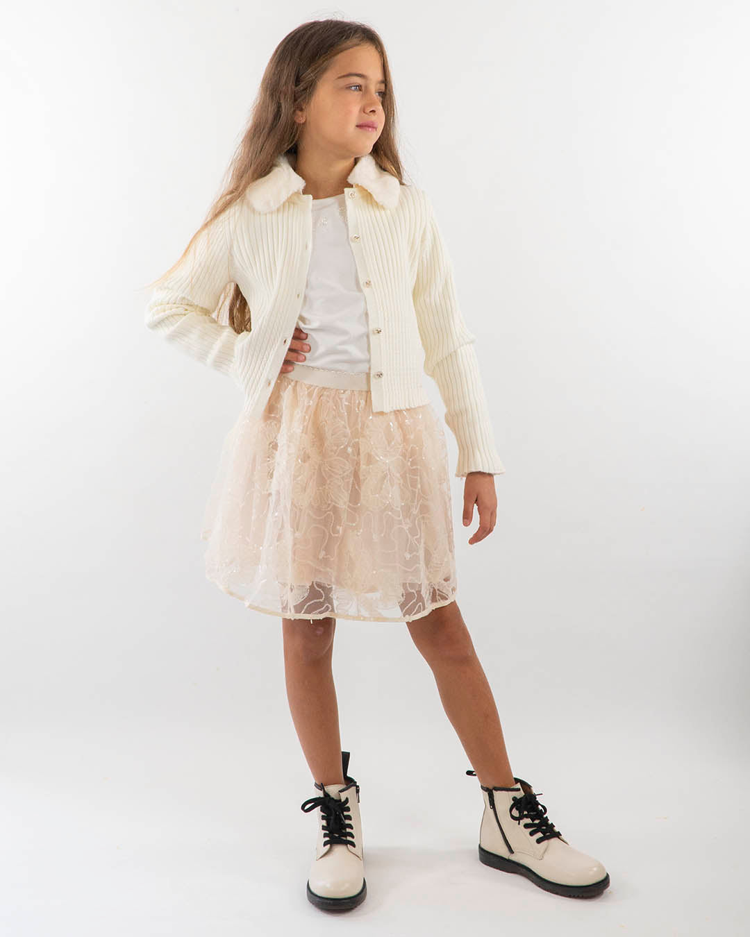 Gonna in tulle ricamato