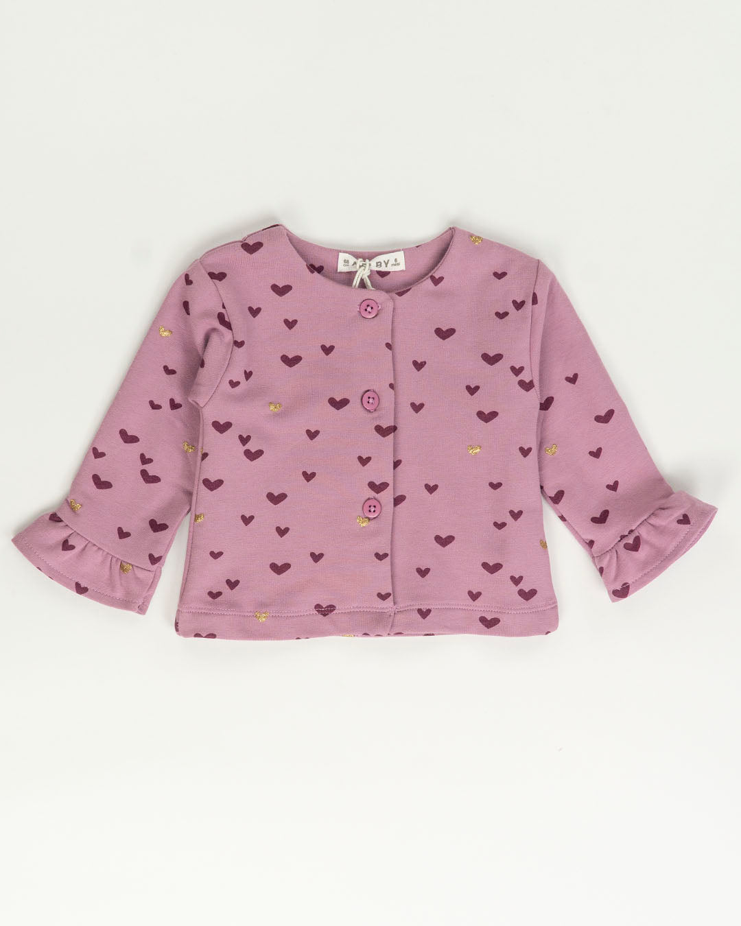 Completo 3 pz. felpato con cuoricini MELBY