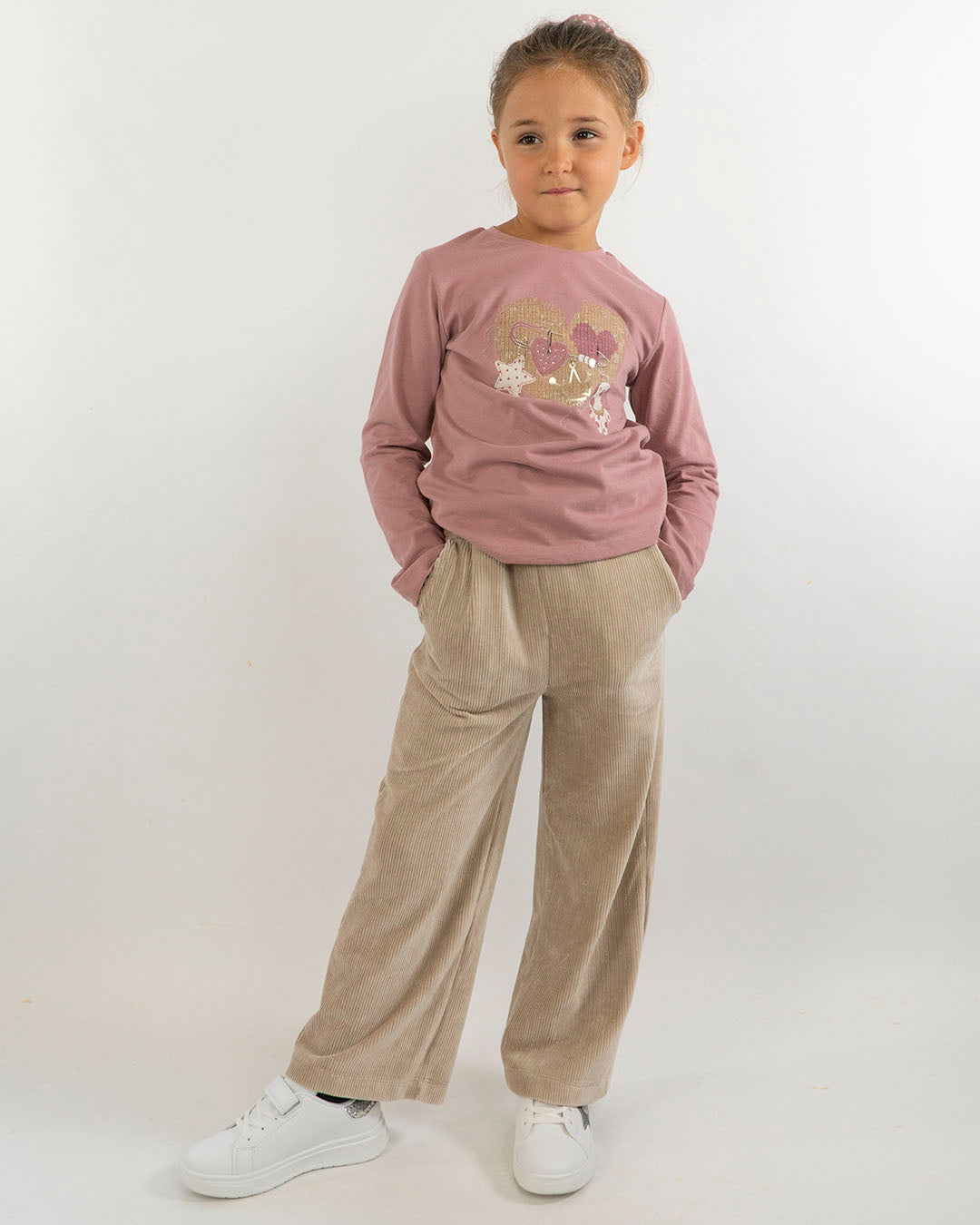 Pantaloni larghi in velluto rigato lurex MAYORAL