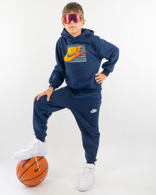 Tuta 2 pz. felpata con scritta sfumata NIKE