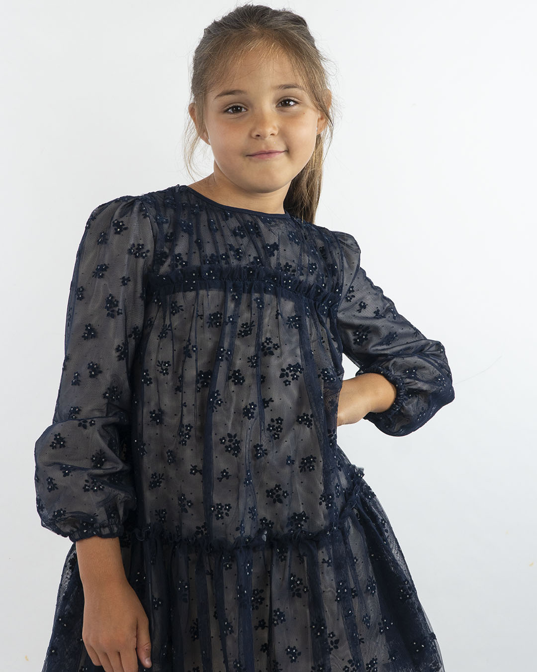 Abito con tulle ricamato a fiorellini MAYORAL