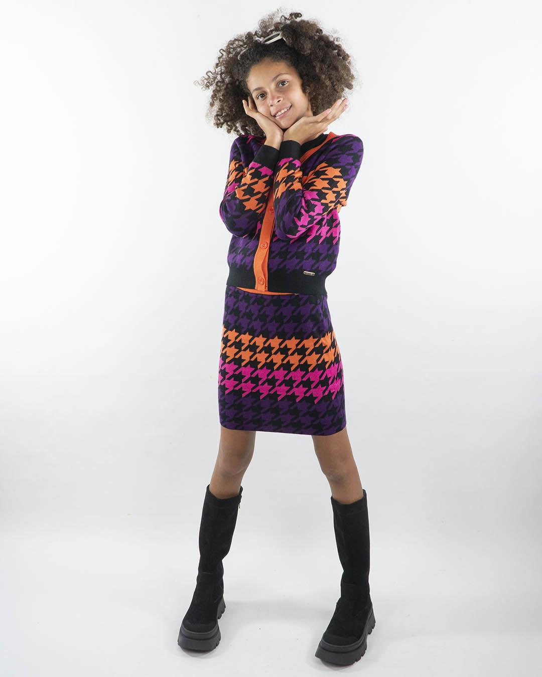 Gonna in maglia a fantasia