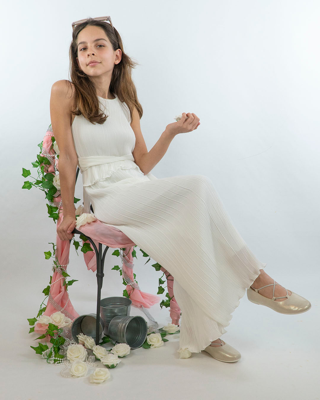 Tuta lunga in chiffon plissettata ABEL & LULA20000