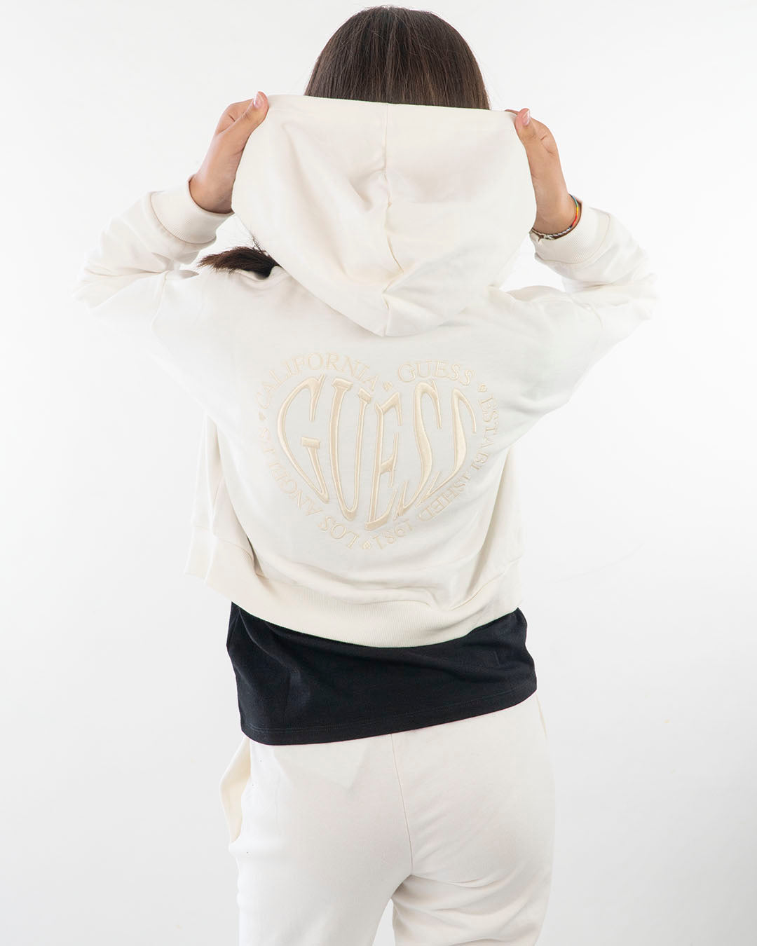 Felpa aperta a peso medio con zip e cappuccioGUESS