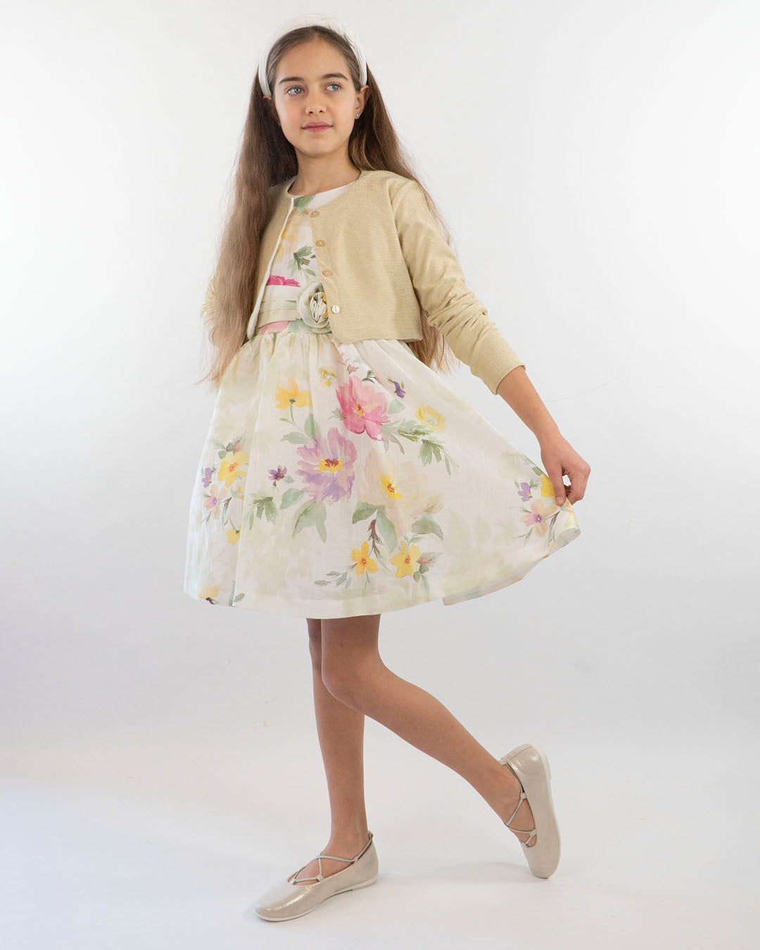 Abito fiorato in misto lino ABEL & LULA