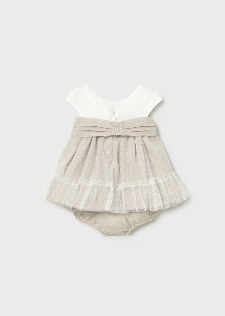 Abito in misto lino con gonna in tulle MAYORAL