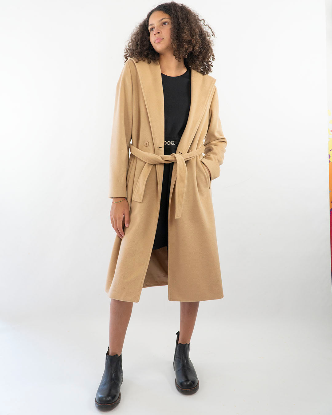Cappotto in tessuto operato con cappuccio KOCCA