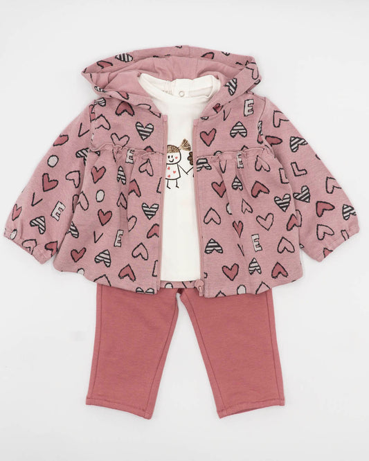 Tuta 3 pz. felpata con cuoricini MAYORAL