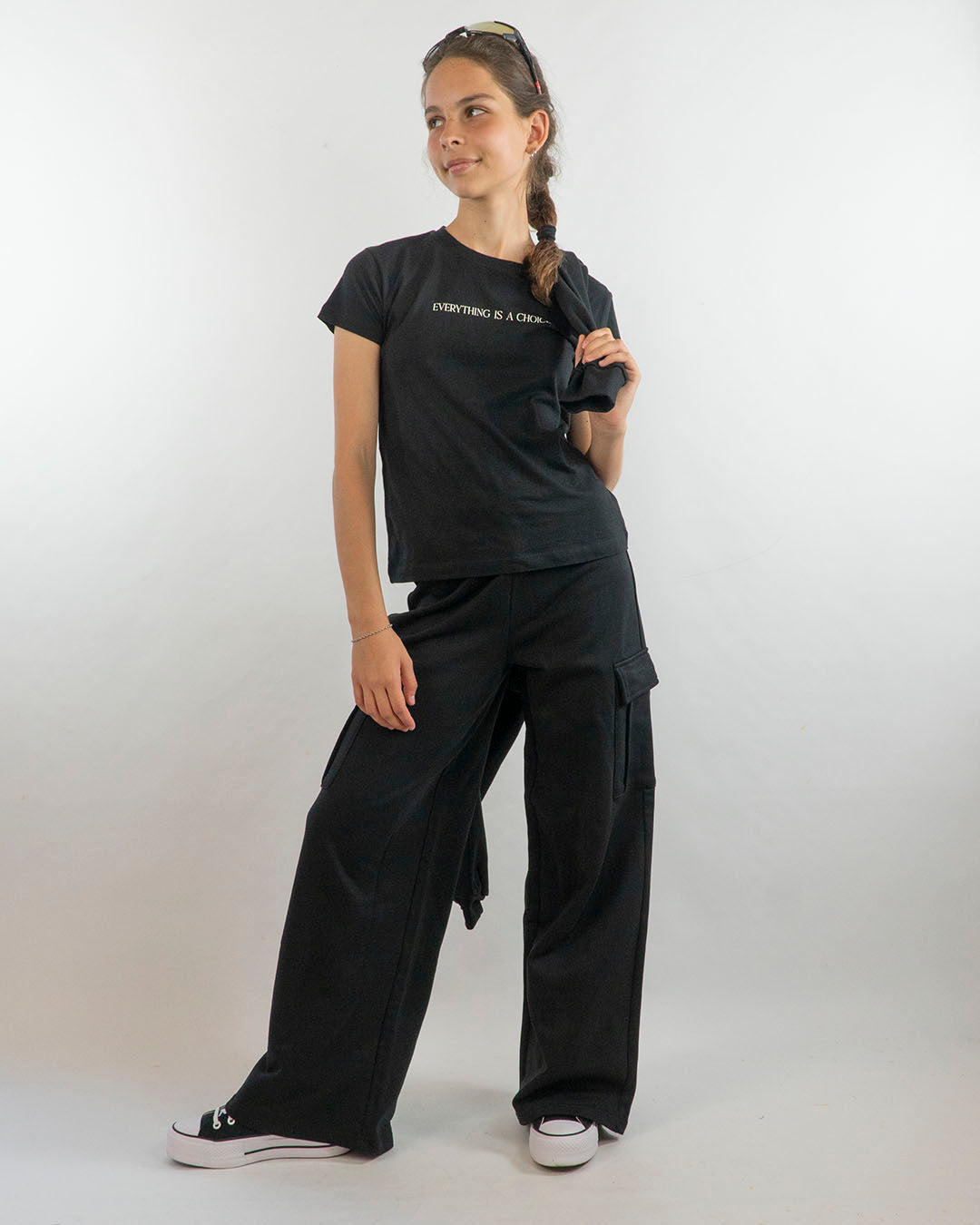 Completo 3 pz.con t-shirt, felpa e panta cargo IDO