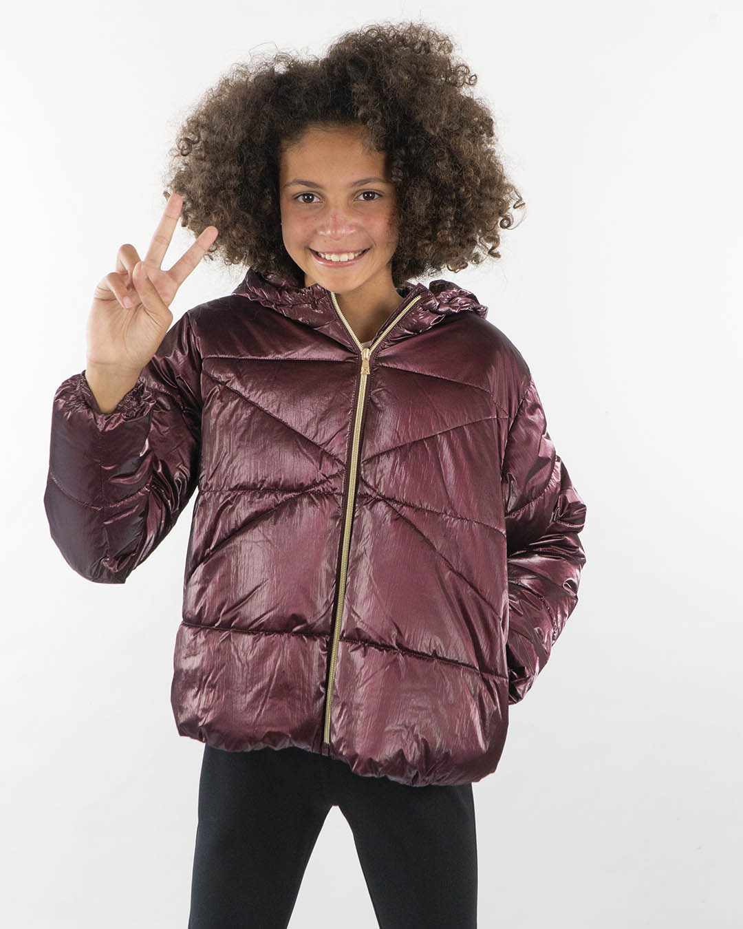 Giaccone corto trapuntato foderato in pile