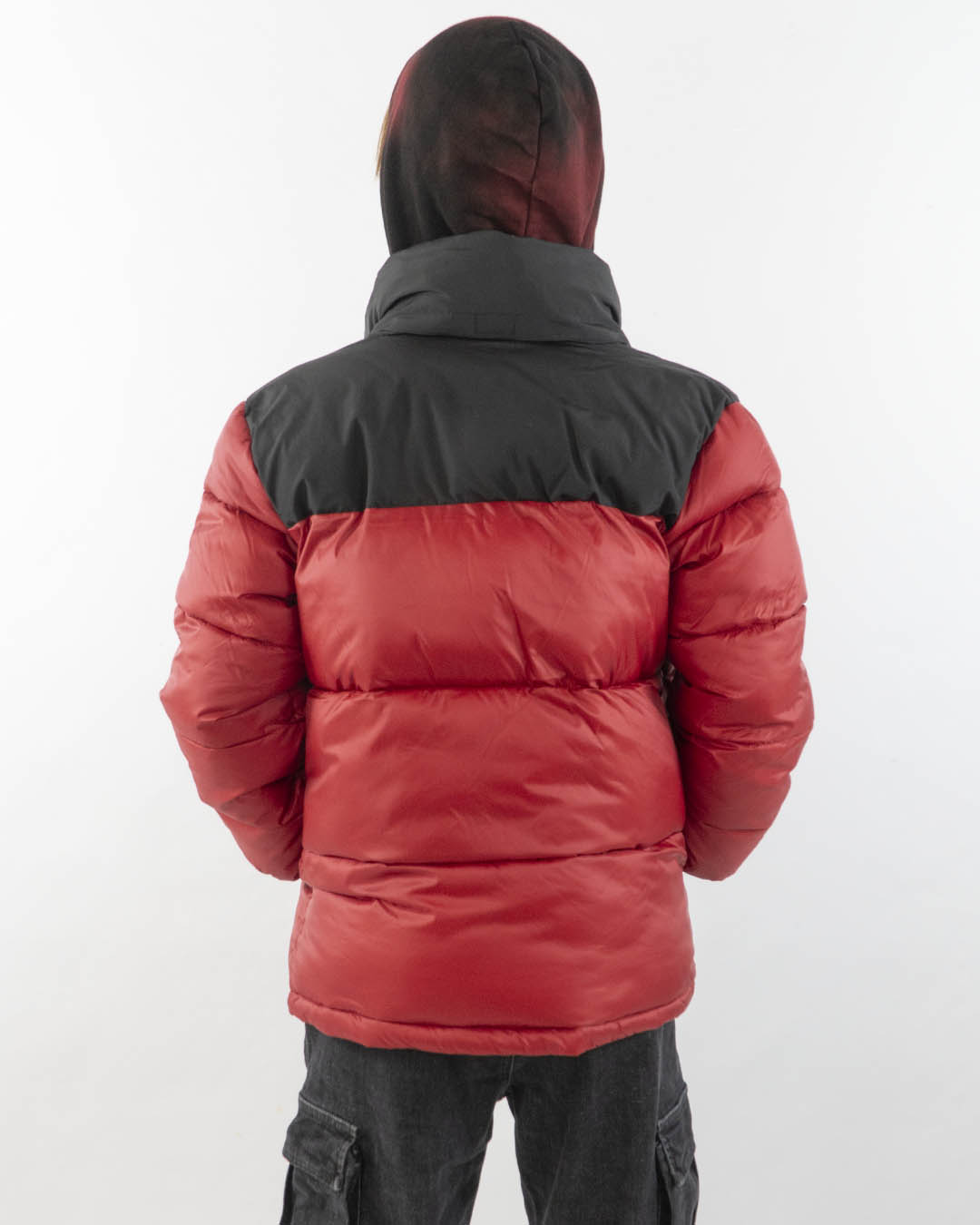 Giubbotto bicolor imbottito con cappuccio PLEASE