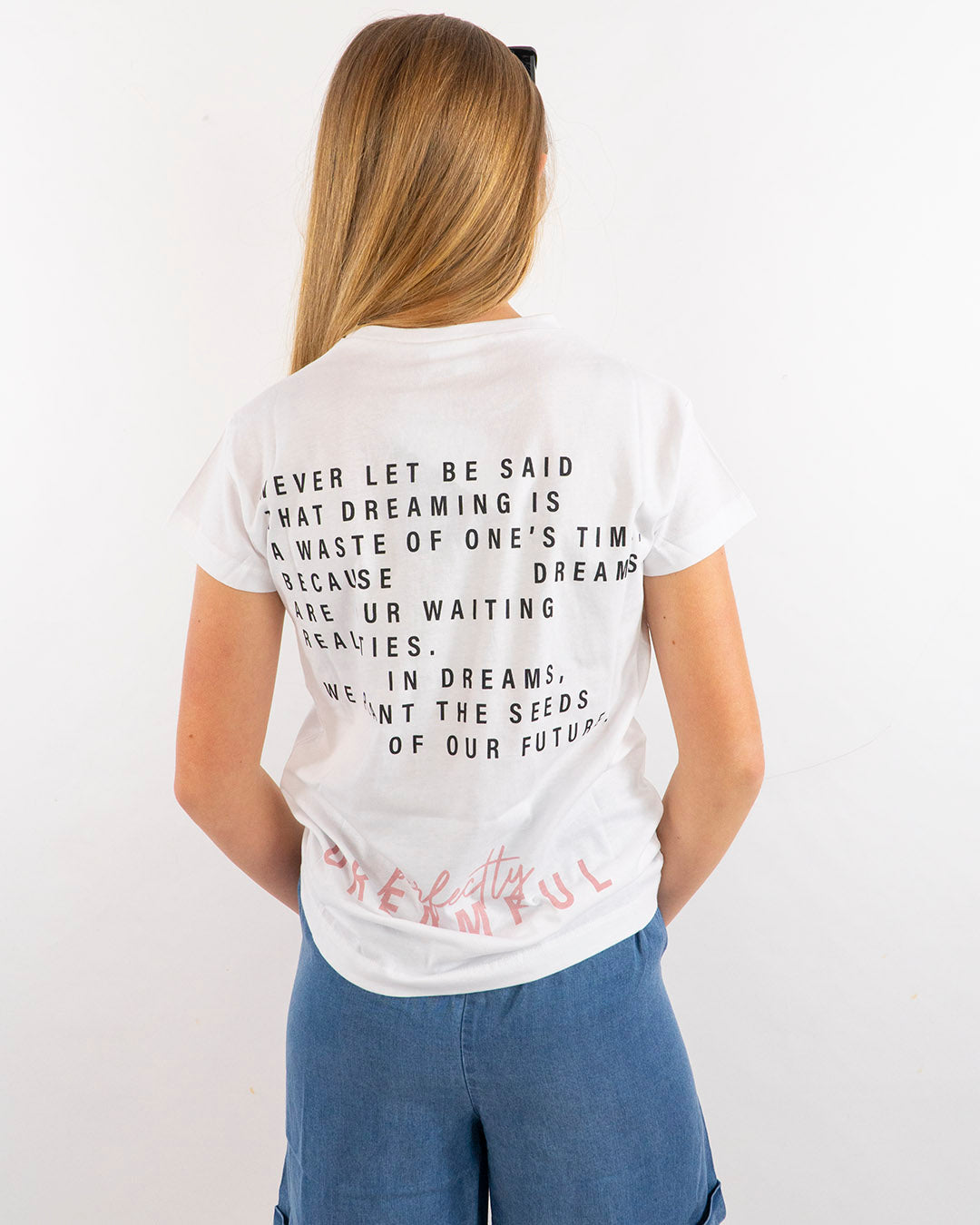 T-shirt con scritta sulla schiena I DO