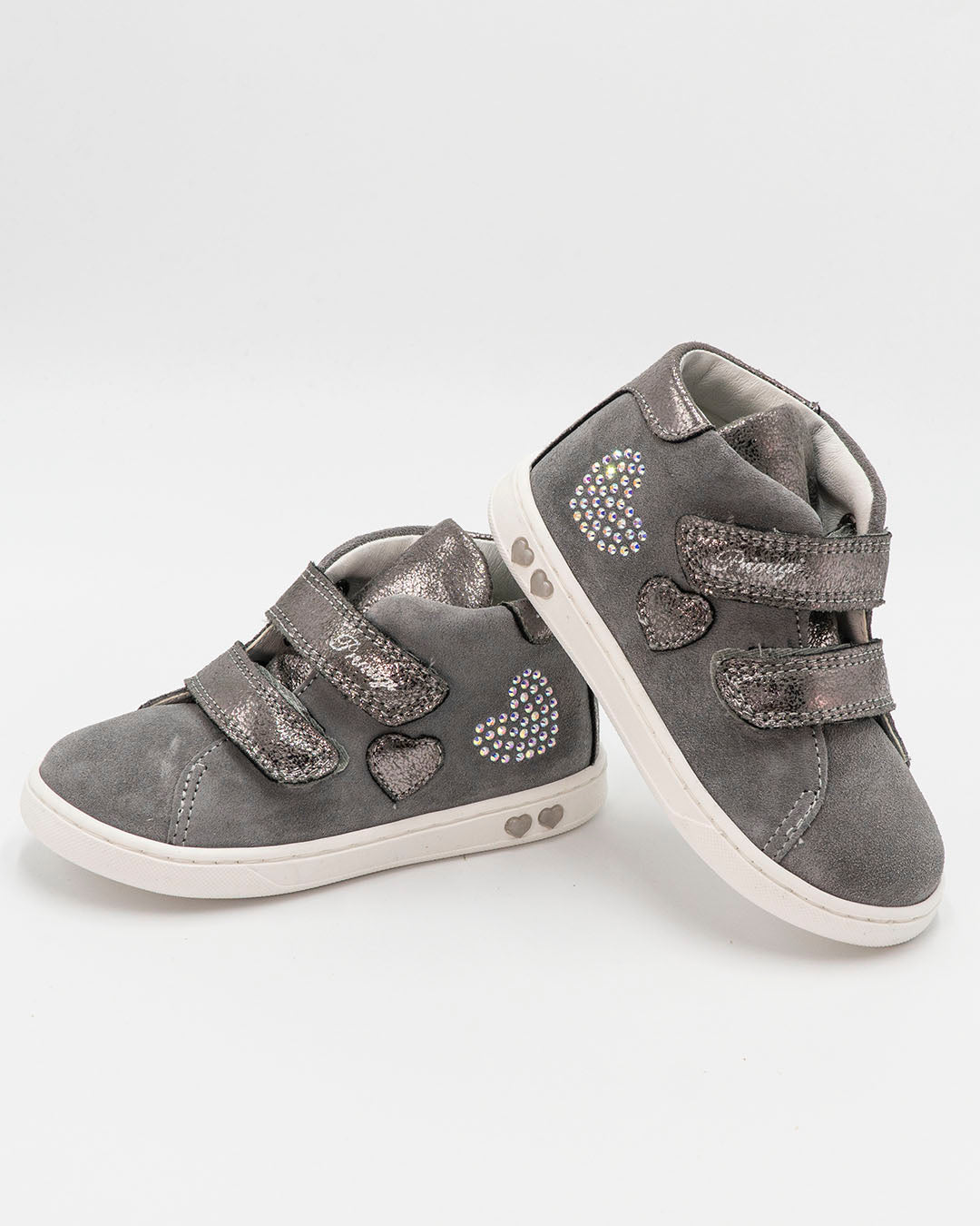 Scarpe in pelle scamosciata con strappi e glitter