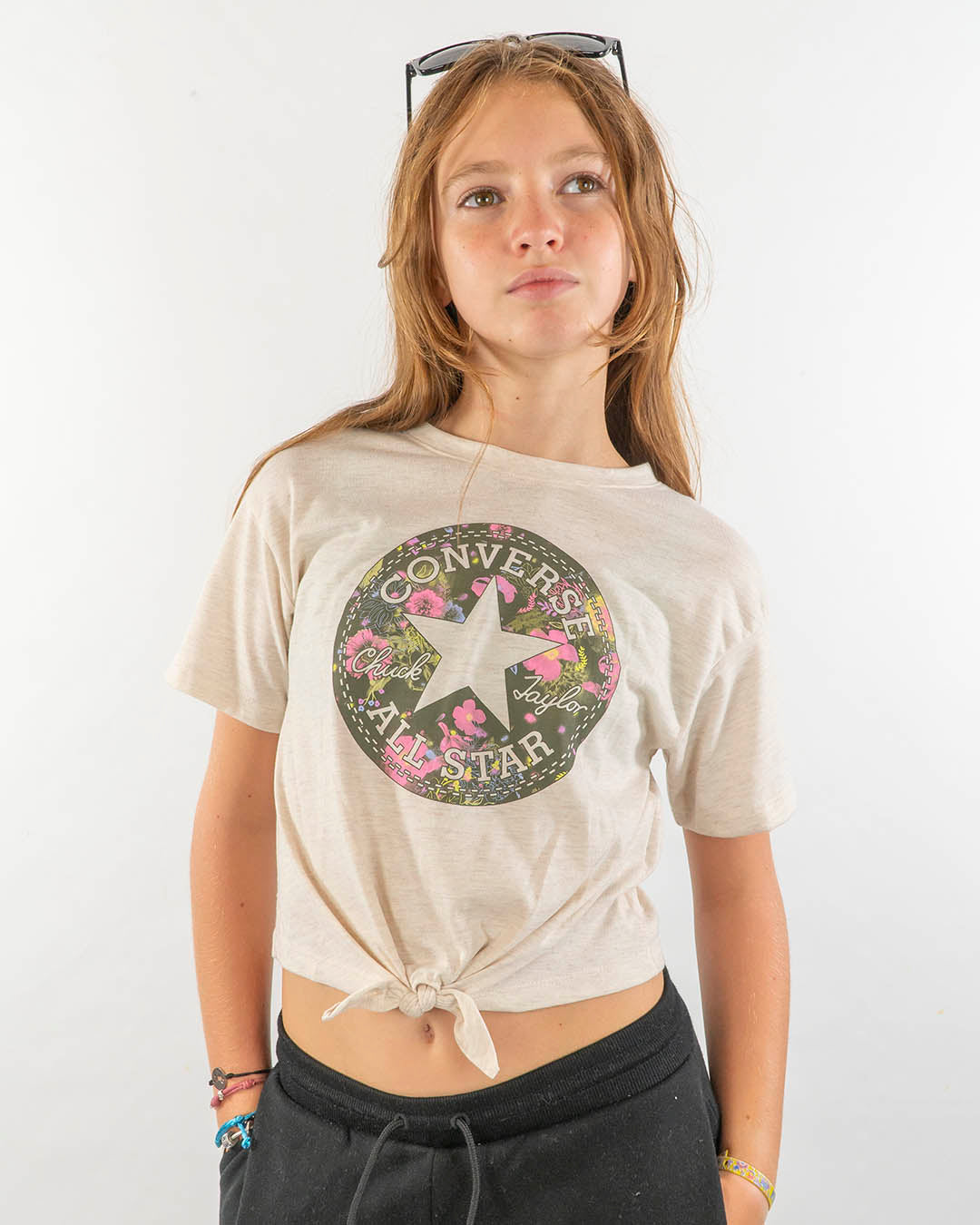 T-shirt manica corta con stampa e nodo