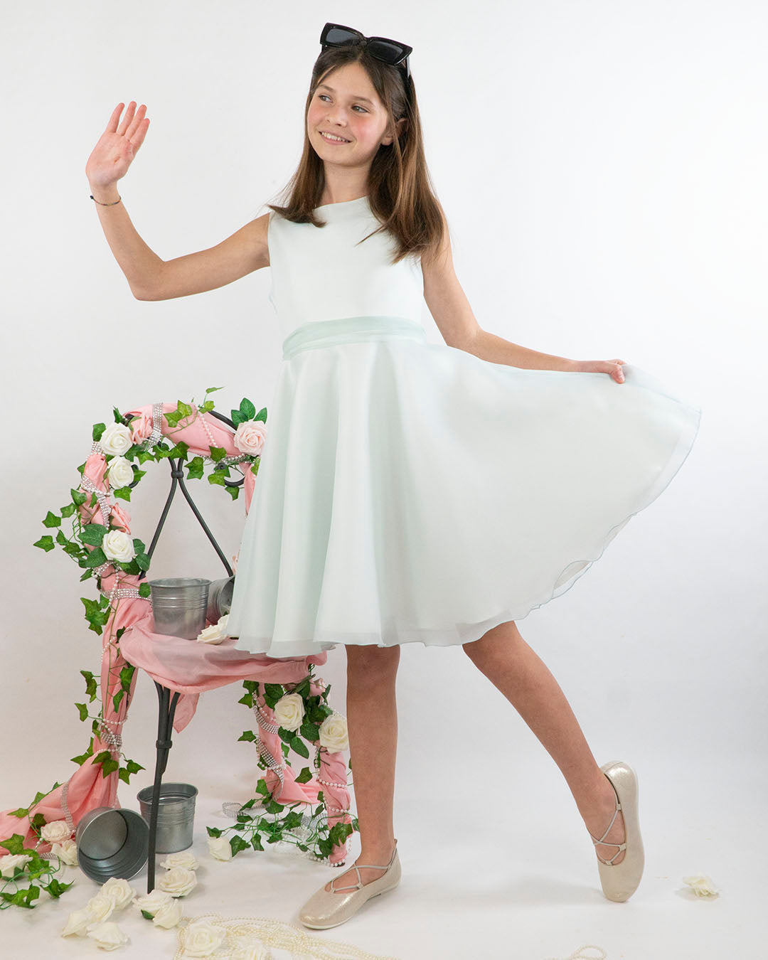 Abito con gonna a ruota e fusciacca in tulle ELSY