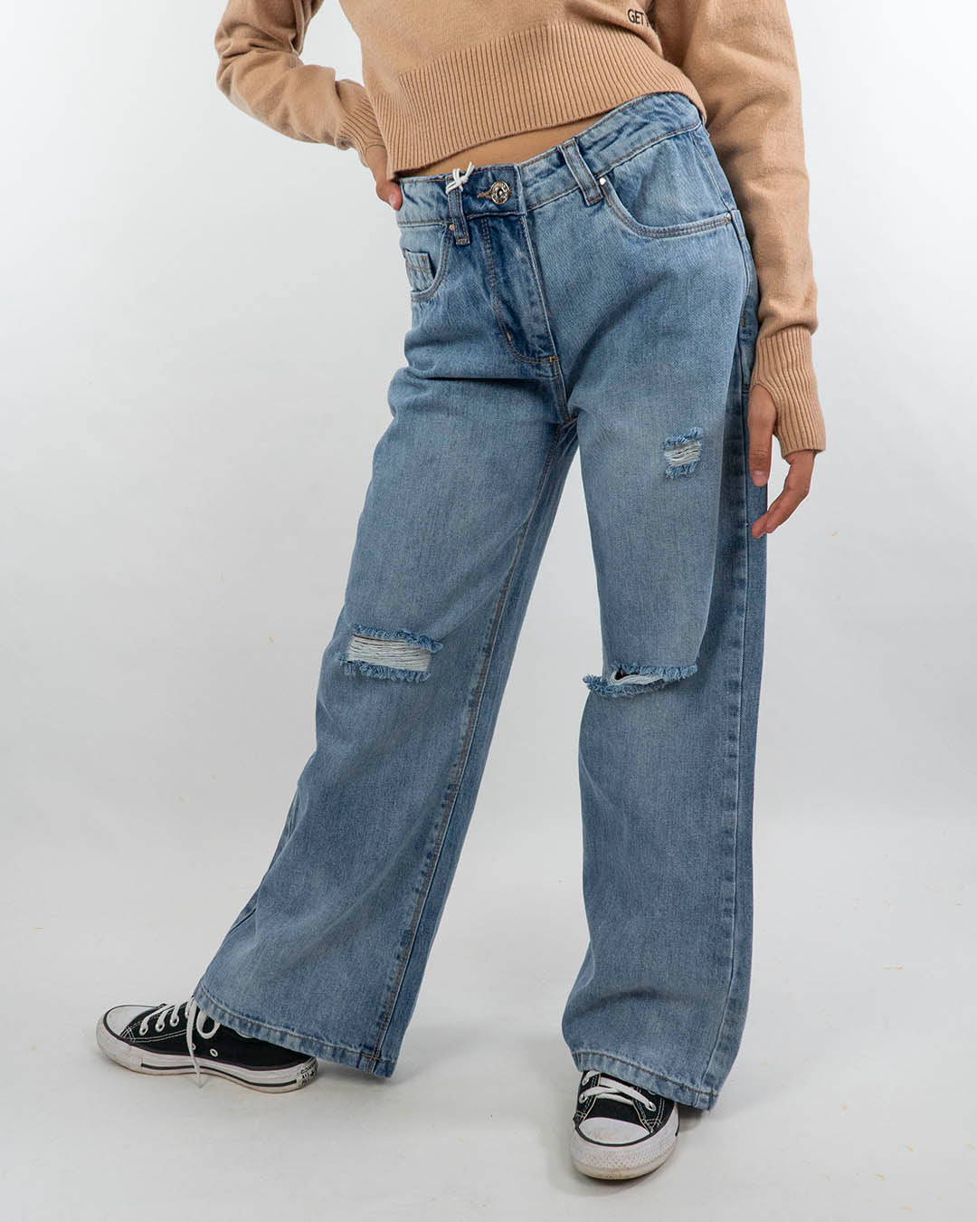 Jeans gamba larga con strappi I DO