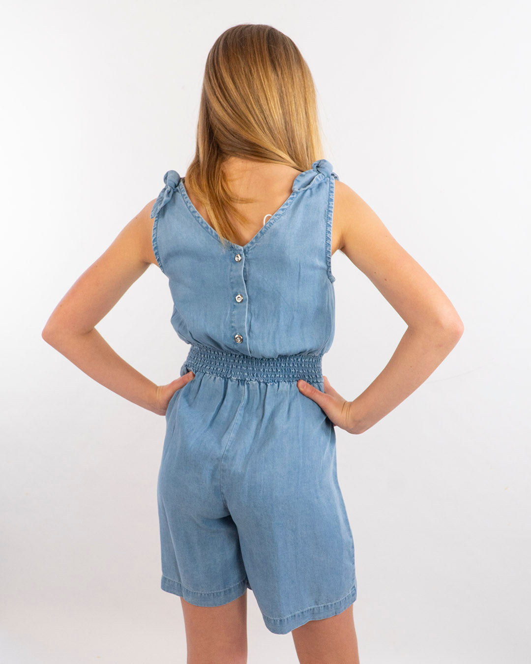 Tutina in tela jeans con arricciatura in vita I DO