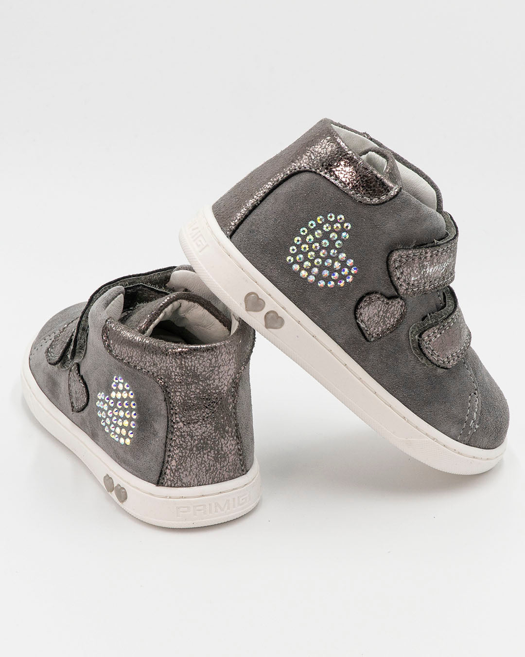 Scarpe in pelle scamosciata con strappi e glitter