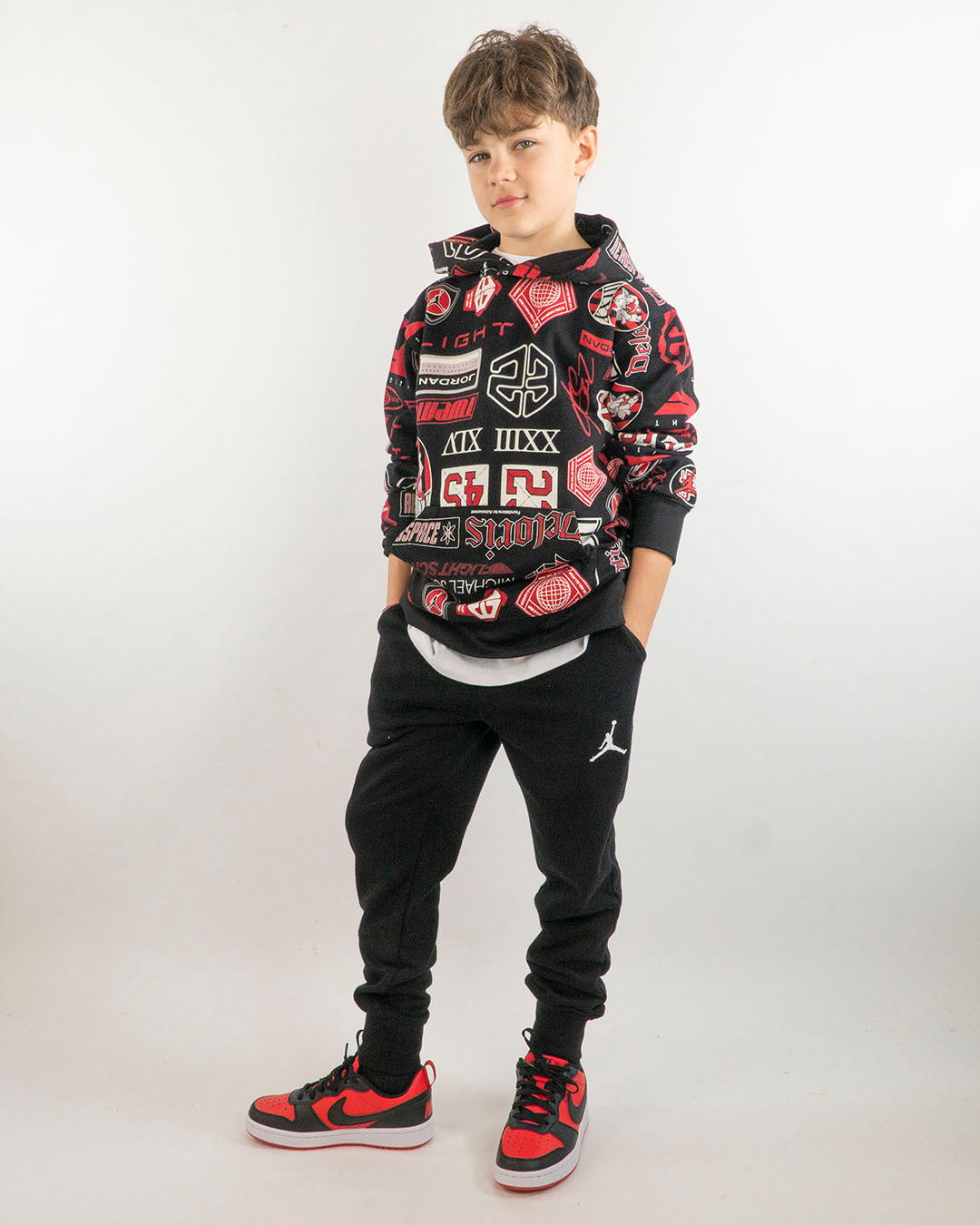 Felpa chiusa in cotone multilogo JORDAN