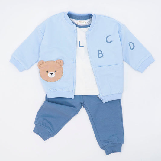 Tuta 3 pz.in cotone con orsetto MAYORAL