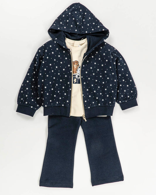 Tuta 3 pz. felpata con stelline MAYORAL