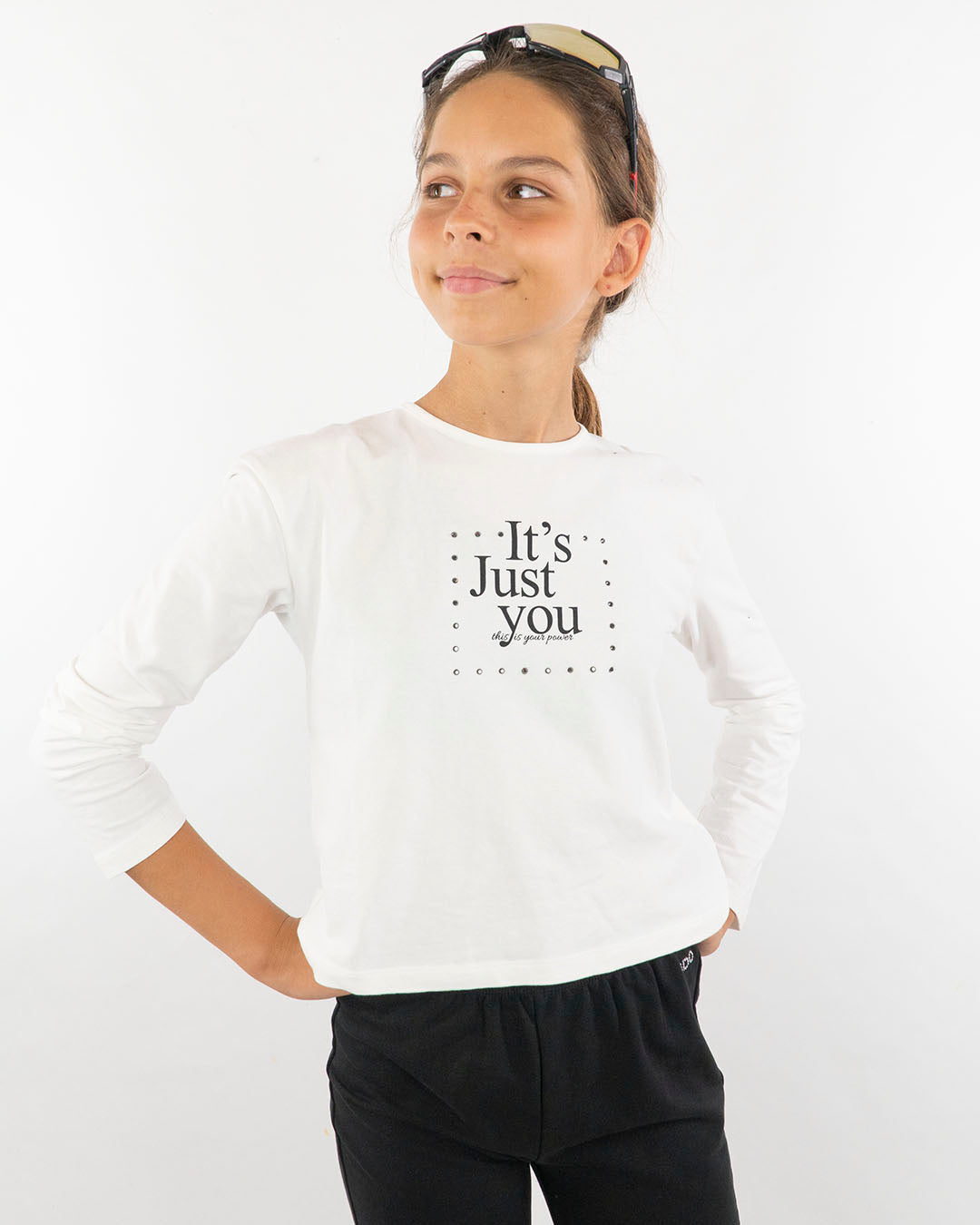 T-shirt manica lunga con strass I DO