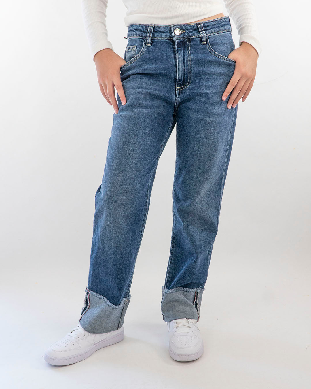 Jeans con risvolto Please