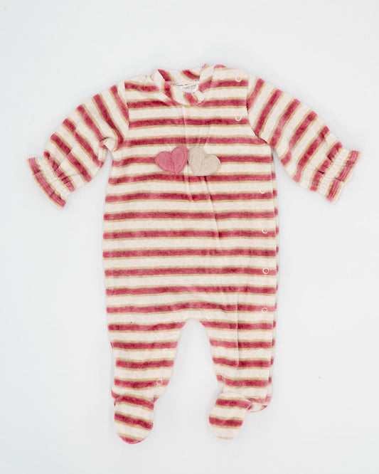 Tutina in ciniglia rigata con cuoricini MAYORAL