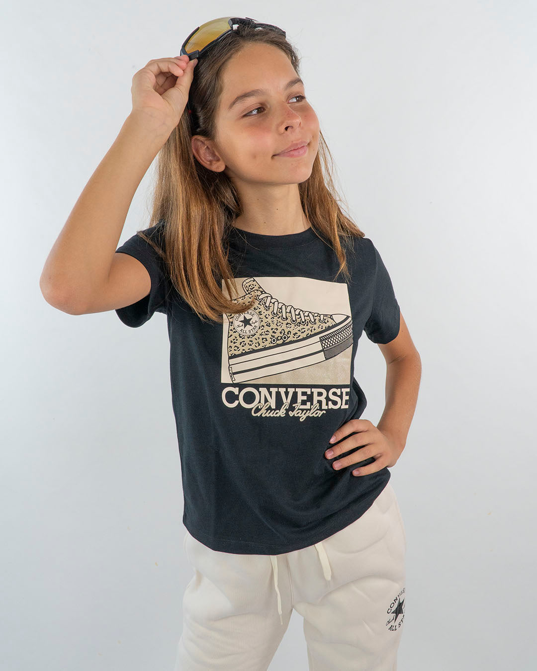 T shirt manica corta con scarpa animalier CONVERSE