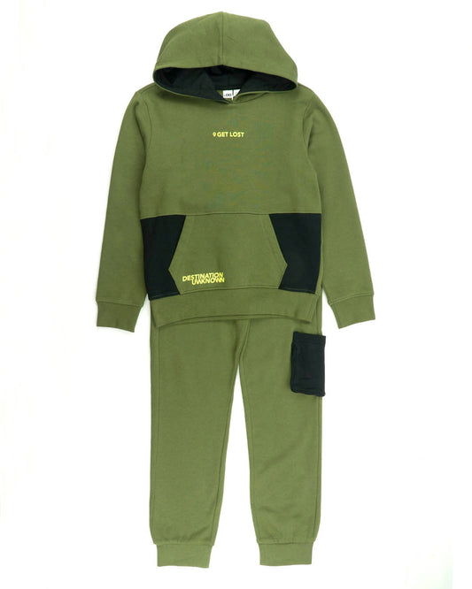 Tuta felpata bicolor chiusa con cappuccio I DO