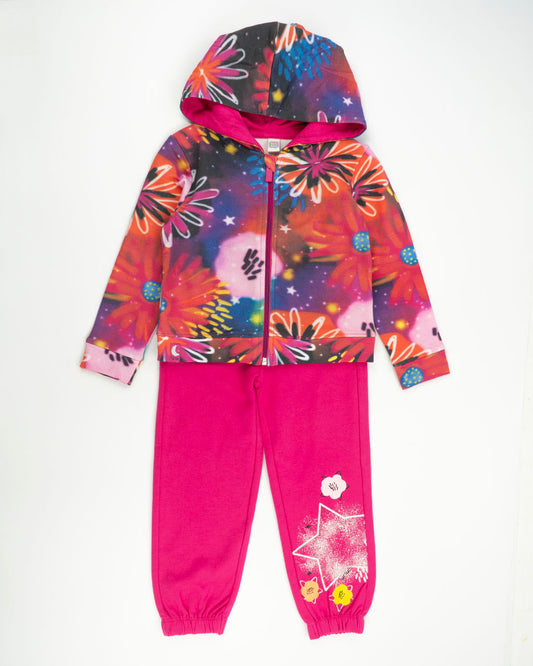 Tuta 2 pz. con zip stampa fiori TUC TUC