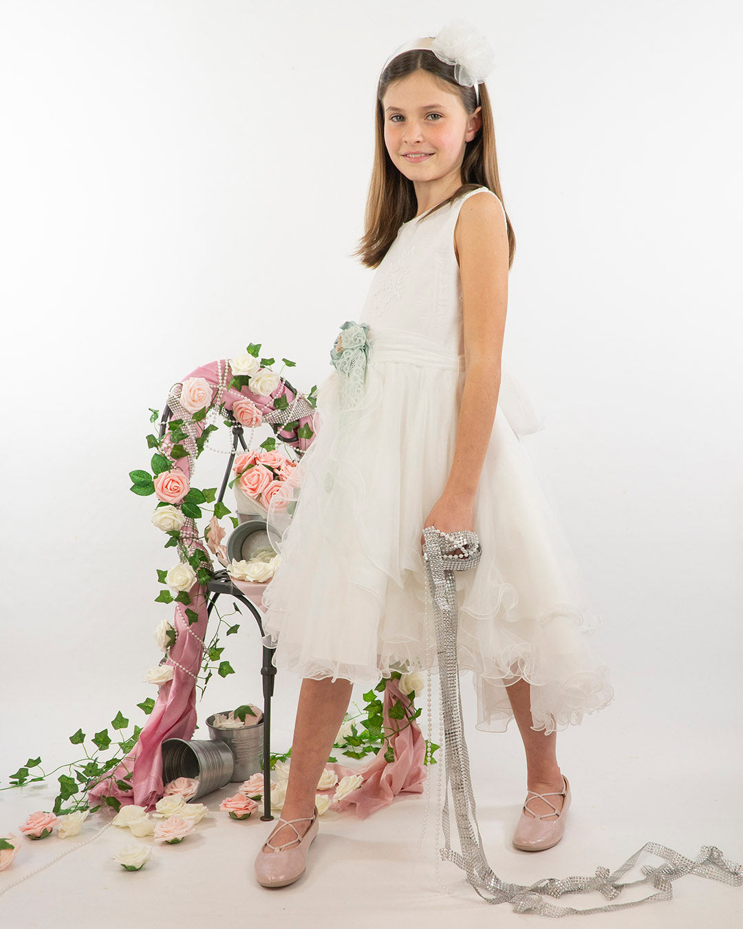 Abito in pizzo e tulle con schiena nuda Mimilù