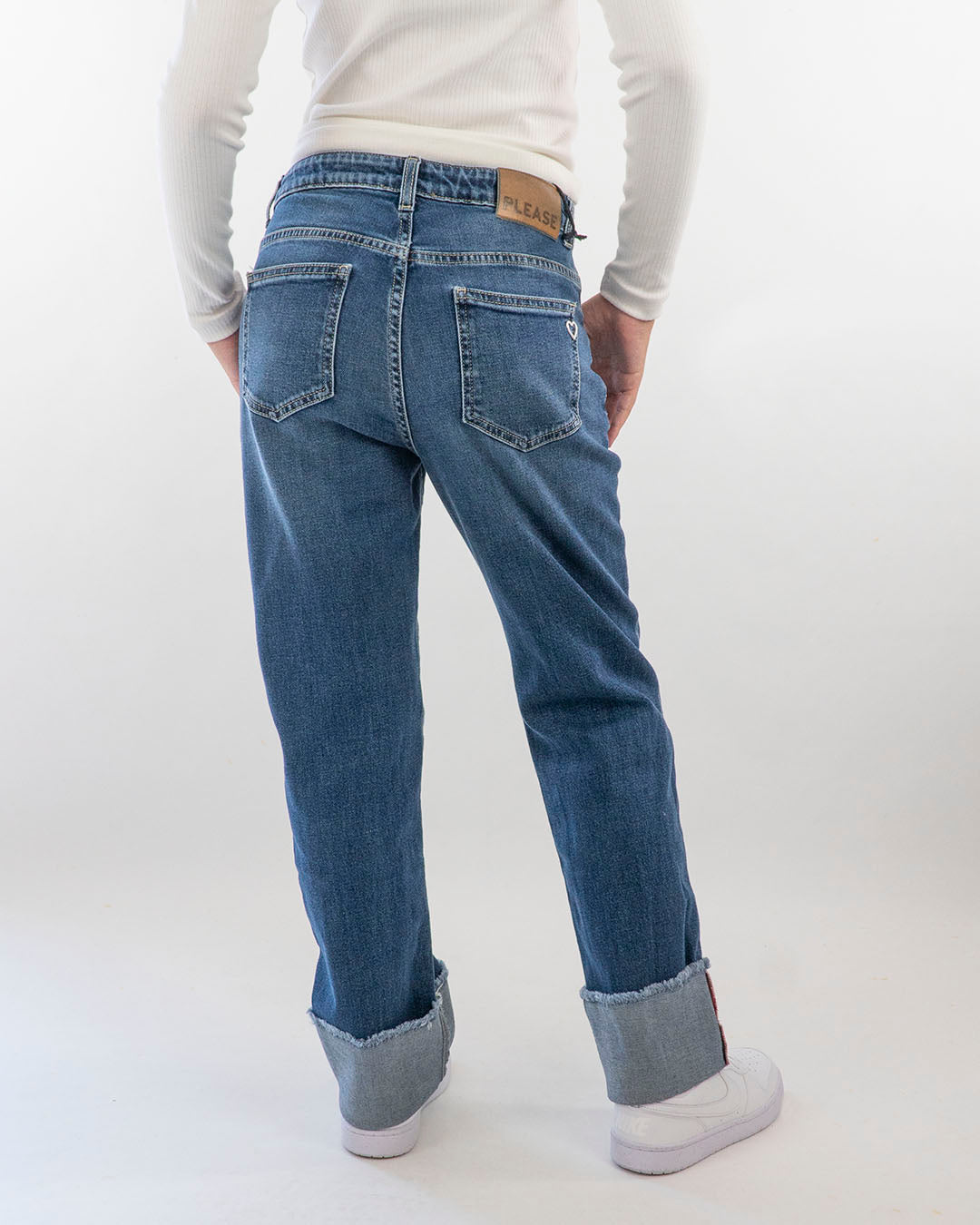 Jeans con risvolto Please