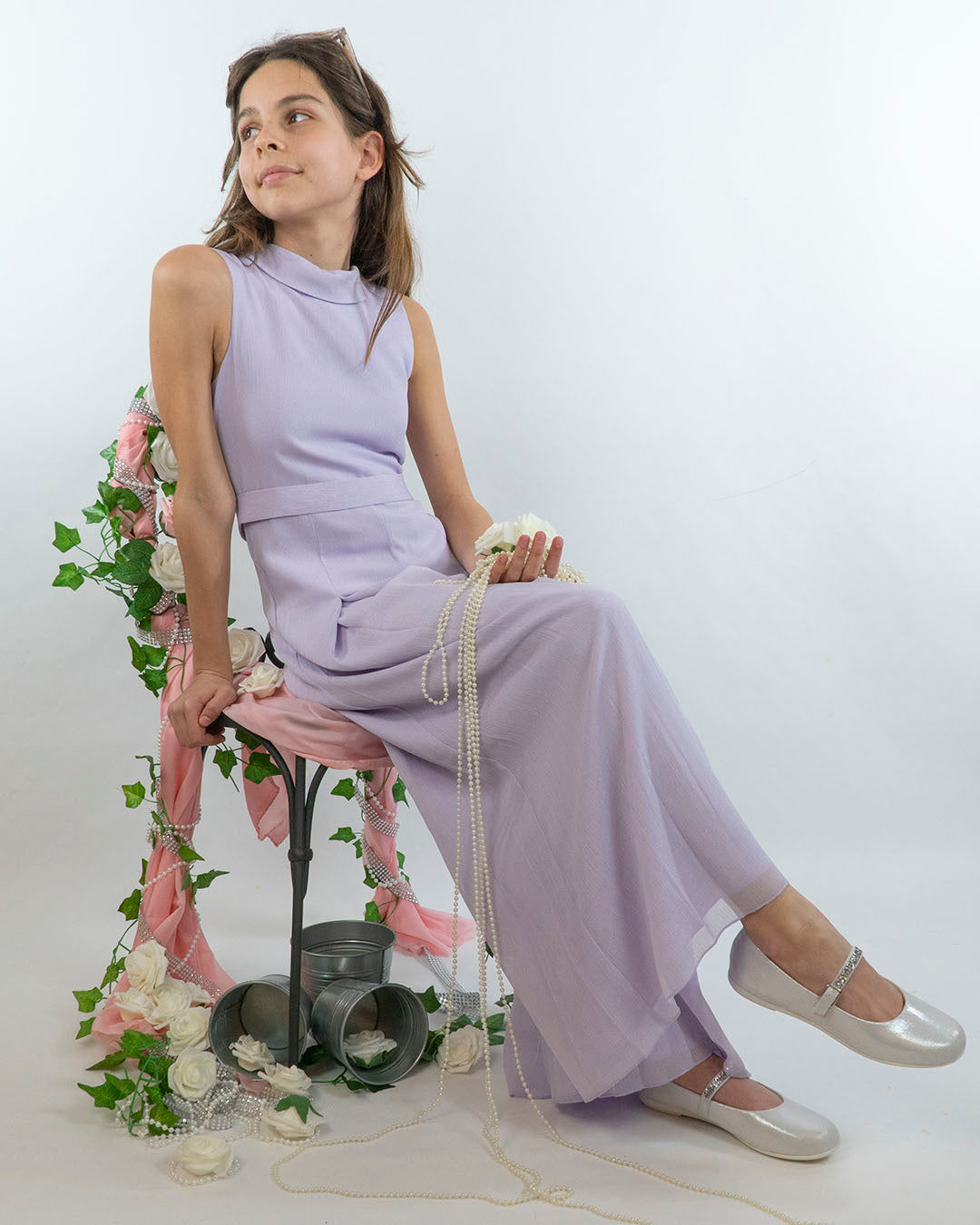 Tuta lunga in chiffon lurex ABEL & LULA