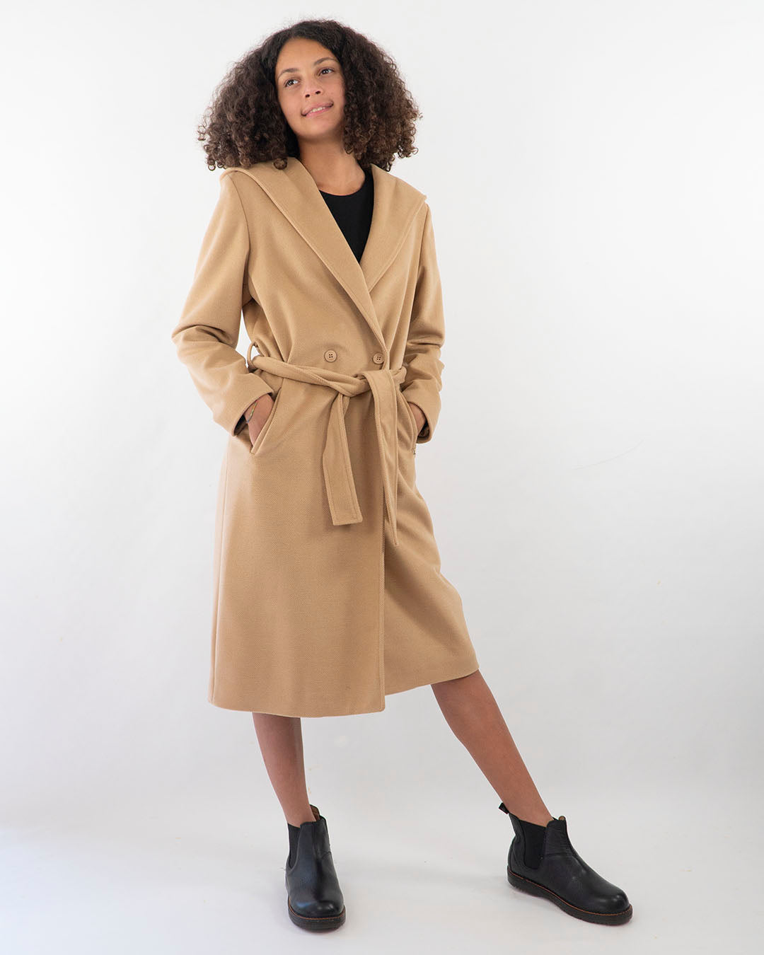 Cappotto in tessuto operato con cappuccio KOCCA