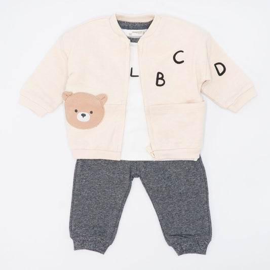 Tuta 3 pz. con zip e orsetto applicato MAYORAL