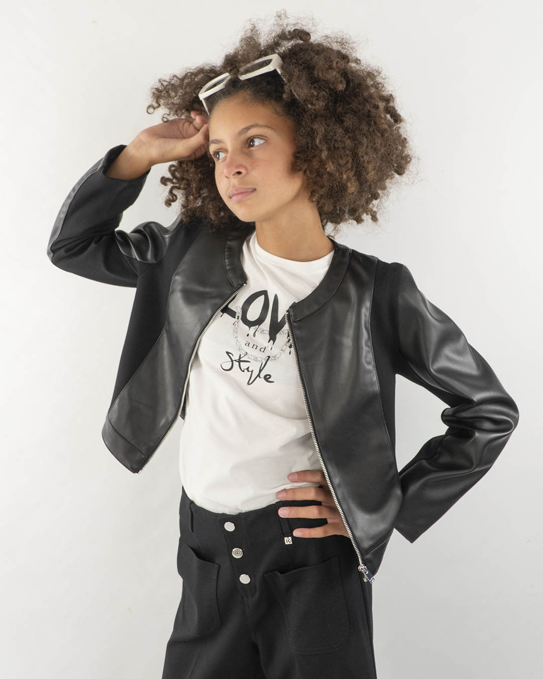 Giubbino in ecopelle e tessuto elasticizzato