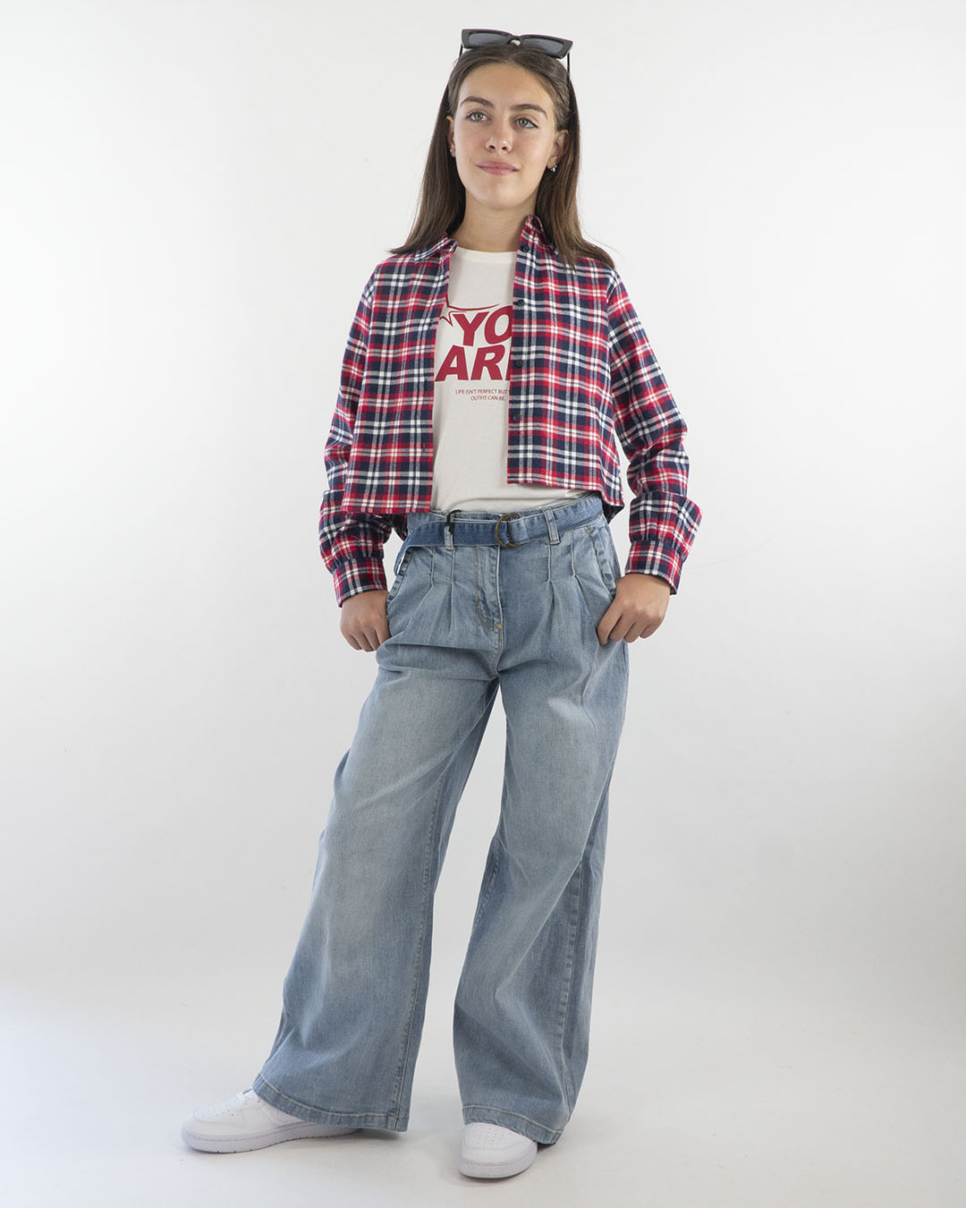 Jeans largo con pinces e cintura I DO