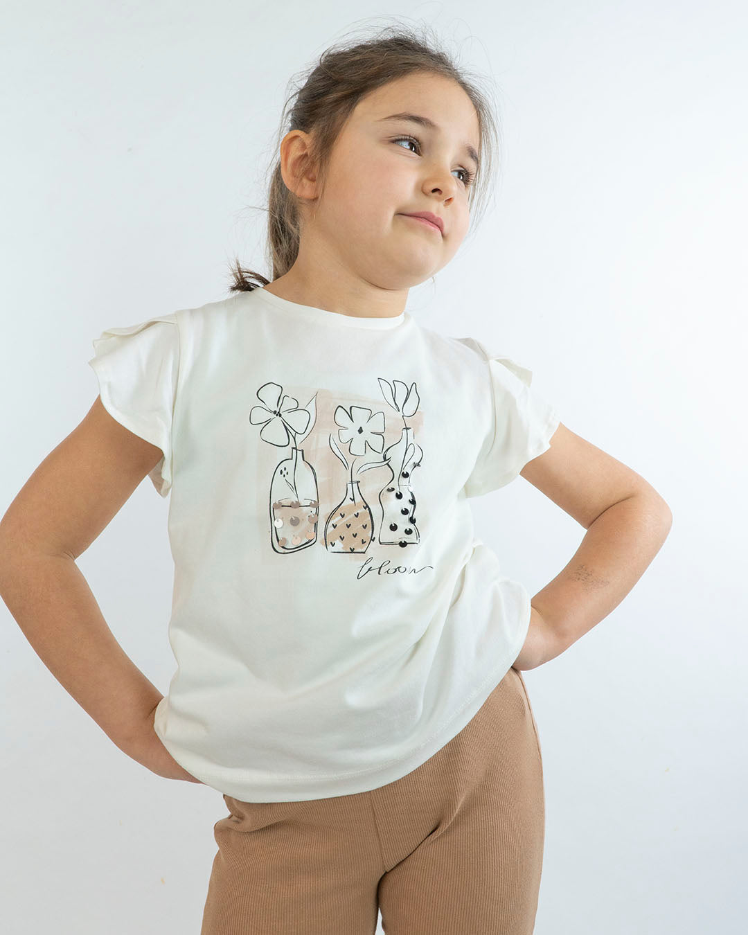 T-shirt manica corta con vasi di fiori MAYORAL