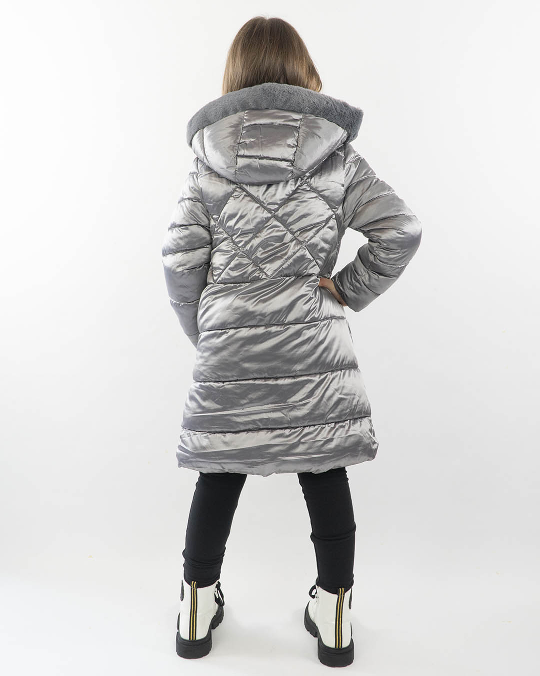 Giaccone lungo trapuntato foderato in pelliccetta