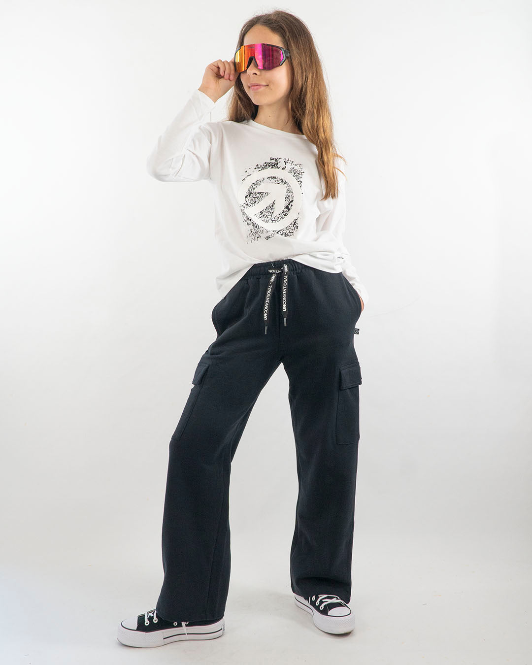 T-shirt manica lunga con grafica nera MELBY